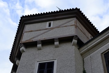 Architecture from Konopiste castle and cloudy sky