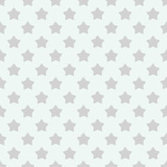 Hand drawn stars geometric seamless pattern. Gray on light mint background.