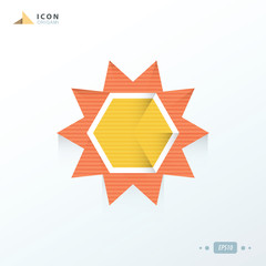 Sun Icon paper flat style