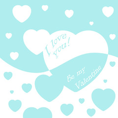 Banner Valentines Day with symbols hearts and lettering for concept design poster, greeting card or invitation. Cartoon style. Vector illustration.