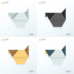 chicken icon origami set