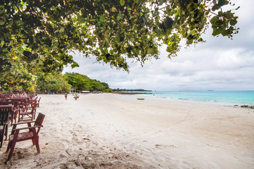 Cloudy day at the beach Pattaya. Rest on the sea, the sunset in Thailand. Travel to a distant tropical country