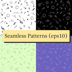 Seamless doodle ink pointer and arrow pattern