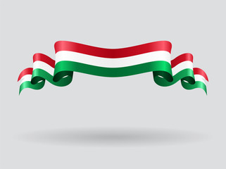 Hungarian wavy flag. Vector illustration.