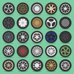 Set of car wheels.