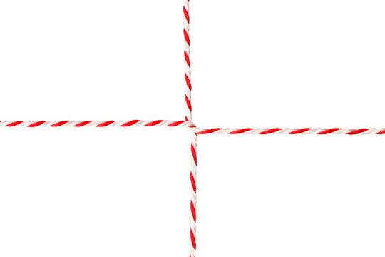 White Red Rope, Postal Envelope Cord, Wrapped Twine Ribbon, Isolated