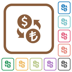 Dollar Lira exchange simple icons