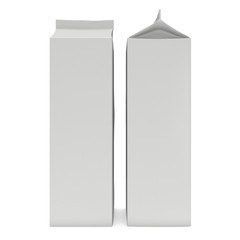 Milk or juice box. Retail package mockup. 3d render illustration isolated on white.