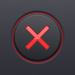Obraz premium Cancel red button with black background. Round web 3d icon