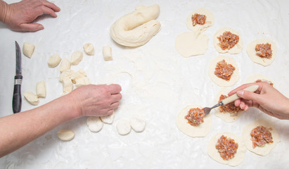 cooking dumplings from dough