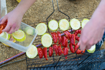 BBQ vegetables preparation for picnic