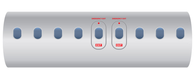 Fototapeta premium Windows of airplane with emergency exit door