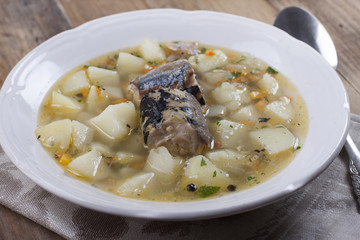 Fish soup from canned fish