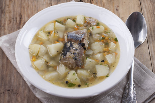 Fish soup from canned fish
