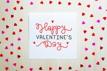 Fototapeta na wymiar St Valentine's Day vintage composition of greeting note with lettering