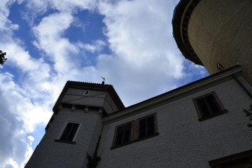 Architecture from Konopiste castle and cloudy sky