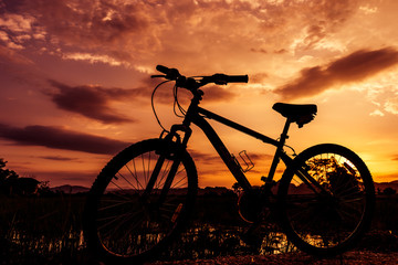 Fototapeta na wymiar Beautiful close up scene of bicycle at sunset