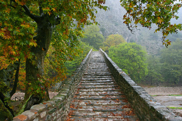 Traditional stone bridge in Greece
