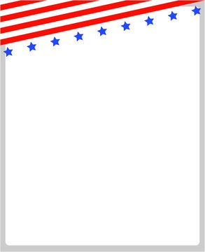Frame border with abstract American flag at the top and copy space for your text and images.