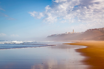 Fototapeta premium Early in the morning after rain on beach of Sidi Ifni