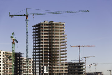 Großbaustelle mit Skelettbau