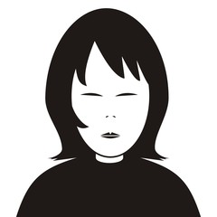 girl, portrait, black vector silhouette