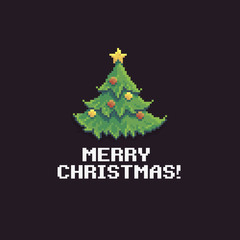 Fototapeta na wymiar Pixel Christmas Tree