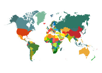 Naklejka premium Mapa świata z krajem na białym tle. Ilustracji wektorowych.