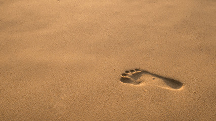 foot print on the beach  background.