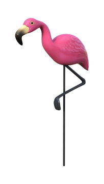 3D Rendering Pink Flamingo on White