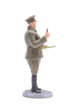 Tin Soldier battalion commissar infantry, USSR 1941 isolated on
