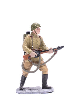 Tin Soldier USSR infantryman isolated on white