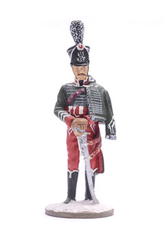 tin soldier officer Hussars, 1812 Isolated on white