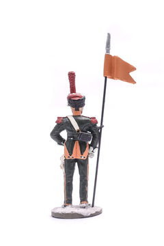 tin soldier Sapper 13th horse Jaeger Regiment, 1808 Isolated on