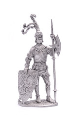 tin soldier medieval knight  isolated on white
