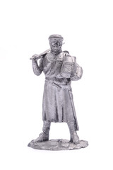 Fototapeta na wymiar tin soldier crusader with sword isolated on white