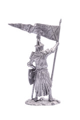 tin soldier medieval knight with sword and shield isolated on wh