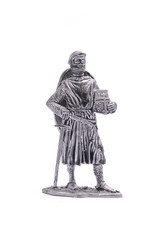 tin soldier  crusader with sword isolated on white