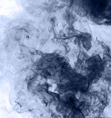 blue smoke on a white background. inversion