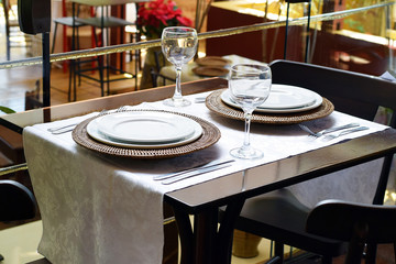 Place setting in restaurant