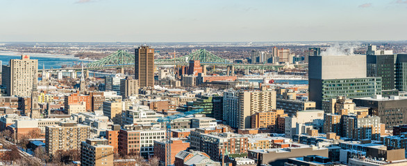 Fototapeta na wymiar Downtown montreal view east on 34th floor
