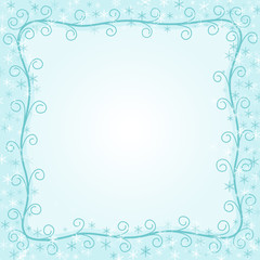 Winter frame in pastel blue