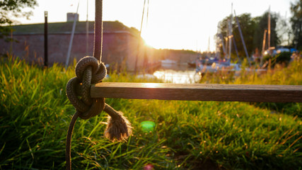 Bokeh on a swing in Gdansk - Poland