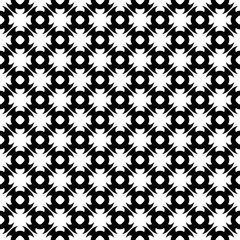 Fototapeta premium Vector monochrome seamless pattern. Abstract black & white geometric texture in oriental style, repeat tiles. Endless ornamental background, design for prints, decoration, textile, furniture, wrapping