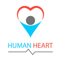 Human figure holding heart symbol.