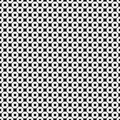 Vector seamless pattern, abstract monochrome geometric background. Simple black & white figures, crosses, triangles, rhombuses, squares. Repeat tiles. Design element for decor, fabric, print, wrapping
