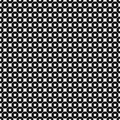 Vector monochrome seamless pattern, abstract dark geometric background. Simple black & white figures, crosses, triangles, rhombuses, squares. Repeat tiles. Design for prints, textile, digital, decor