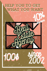Color vintage real estate agency banner
