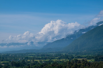 summer mountains green grass and blue sky landscape