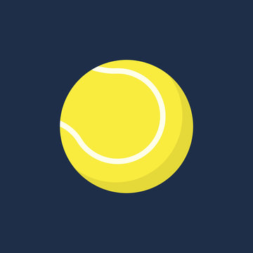 Flat icon tennis ball isolated on blue background. Vector illustration.